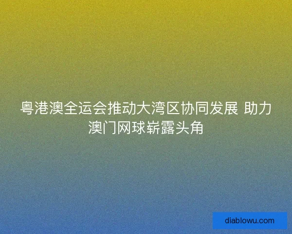 粤港澳全运会推动大湾区协同发展 助力澳门网球崭露头角